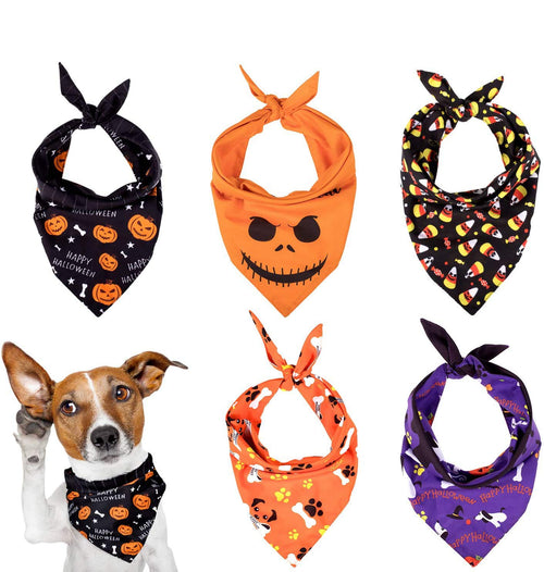 5 Pack Halloween Dog Bandanas